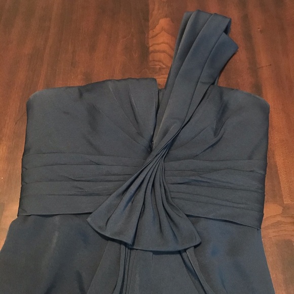BCBGMaxAzria Navy one shoulder dress - Picture 3 of 4